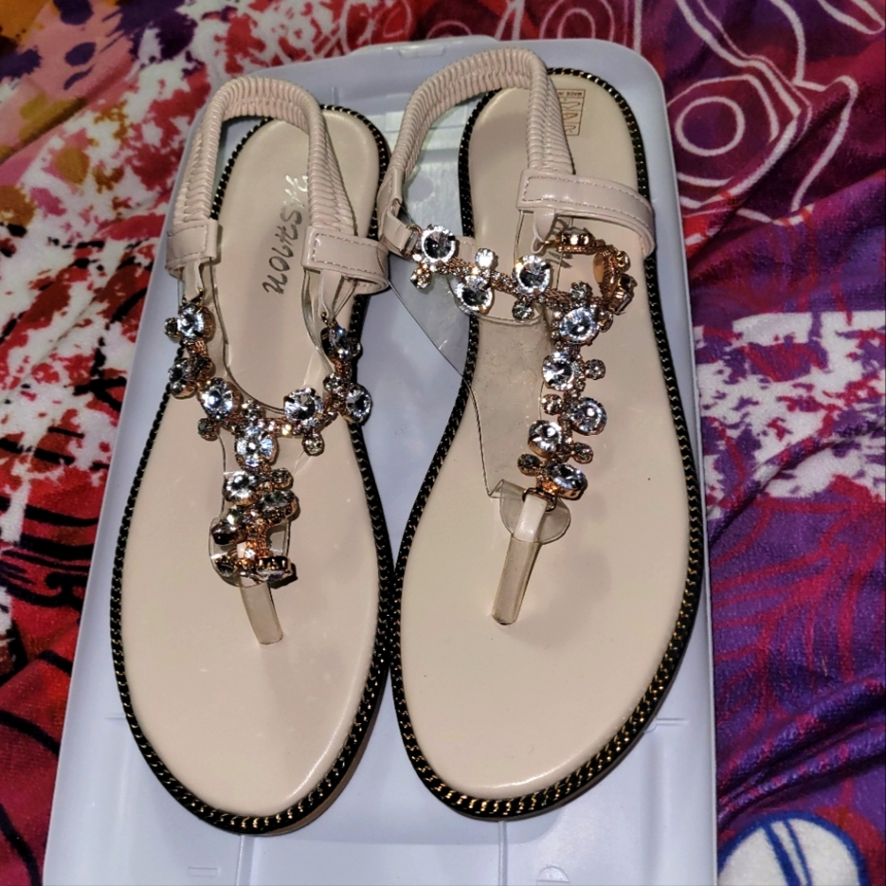 Bejewelled Thong Sandals